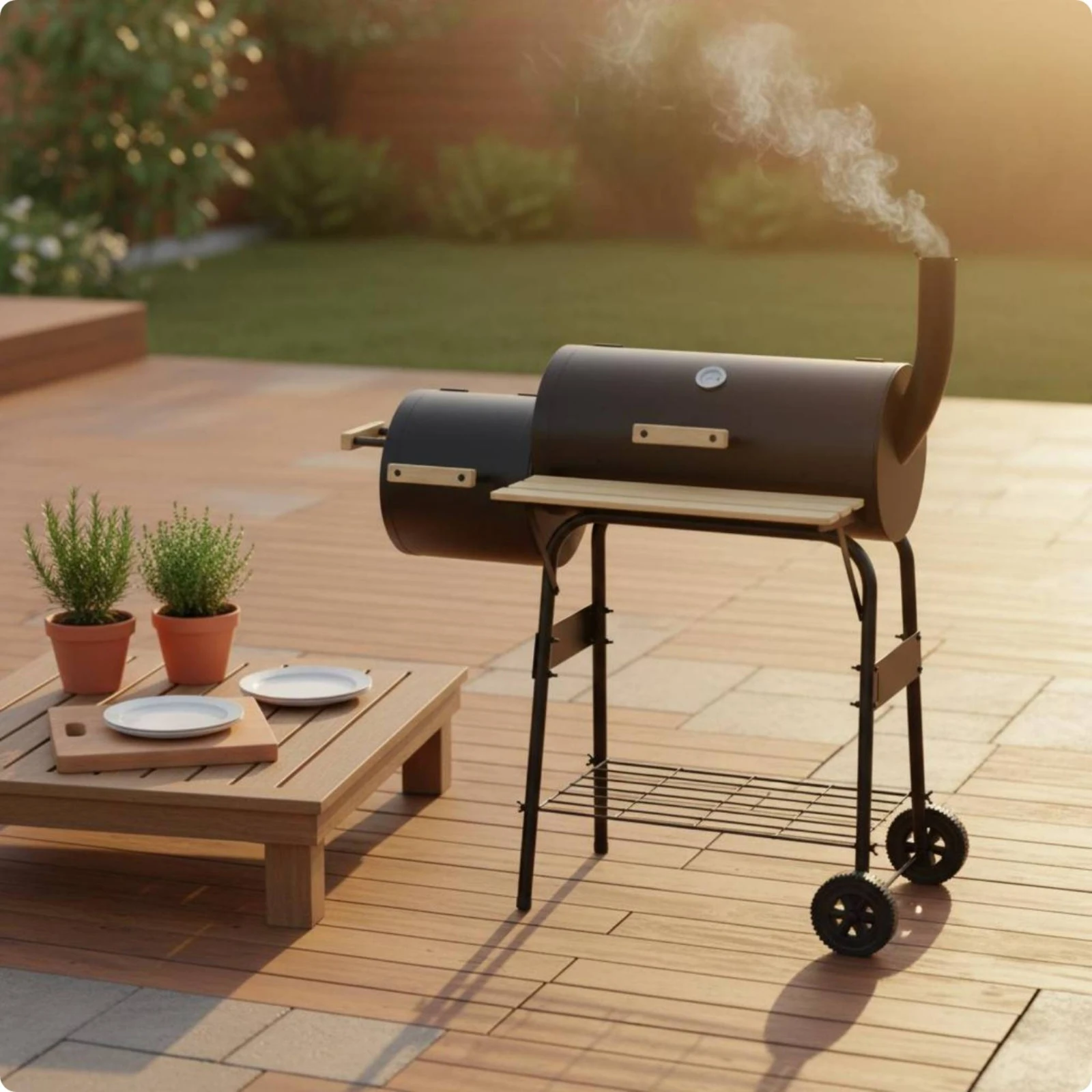 Two-chamberBarrel Barbecue Grill Train Design Wheeled Barbecue Grill Outdoor Cooking Vertical Chimney Front Thermometer
Two-chamberBarrel Barbecue Grill Train Design Wheeled Barbecue Grill Outdoor Cooking Vertical Chimney Front Thermometer