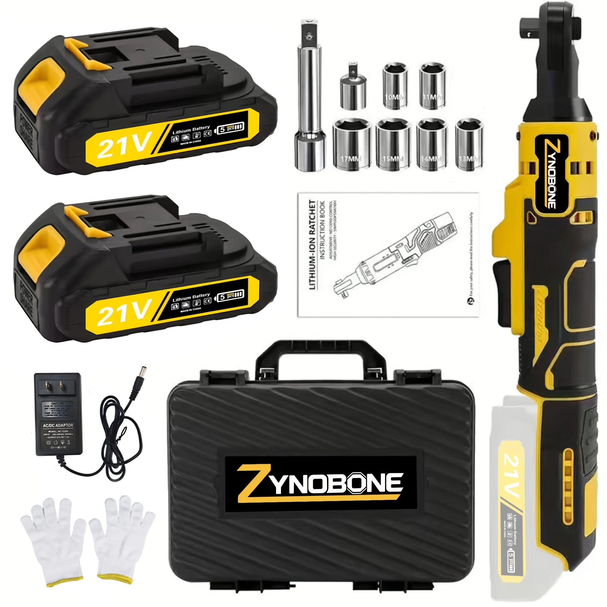 Wireless Ratchet Wrench 3/8 Inch, 21V Electric Ratchet Wrench 45 Feet Pound Force, with 2 2000Mah Lithium-Ion Batteries And Charger, 7 Socket Battery Ratchet Wrench Set
Wireless Ratchet Wrench 3/8 Inch, 21V Electric Ratchet Wrench 45 Feet Pound Force, with 2 2000Mah Lithium-Ion Batteries And Charger, 7 Socket Battery Ratchet Wrench Set