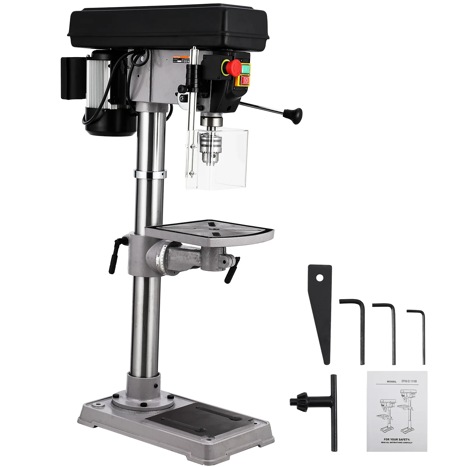13 in Benchtop Drill Press, 7.5 Amp 120V Pure Copper Motor with Swing-away Safety Guard, 288-3084 RPM Variable Speed tool
13 in Benchtop Drill Press, 7.5 Amp 120V Pure Copper Motor with Swing-away Safety Guard, 288-3084 RPM Variable Speed tool