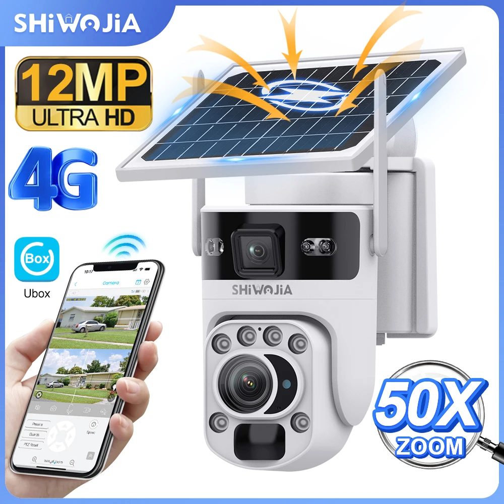 SHIWOJIA 4G Solar Camera 50X Optical ZOOM 6K 12MP Dual Screen Outdoor Security WiFi IP Camera Night Vision PIR Detection AutoTra
SHIWOJIA 4G Solar Camera 50X Optical ZOOM 6K 12MP Dual Screen Outdoor Security WiFi IP Camera Night Vision PIR Detection AutoTra