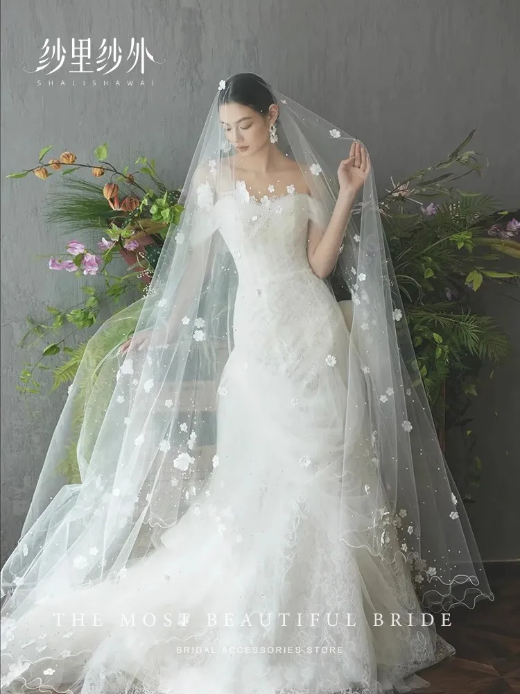 Pearls flowers Wedding Veils Beaded Wedding Accessories 3M Cathedral Wedding Veil Luxury Elegant
Pearls flowers Wedding Veils Beaded Wedding Accessories 3M Cathedral Wedding Veil Luxury Elegant