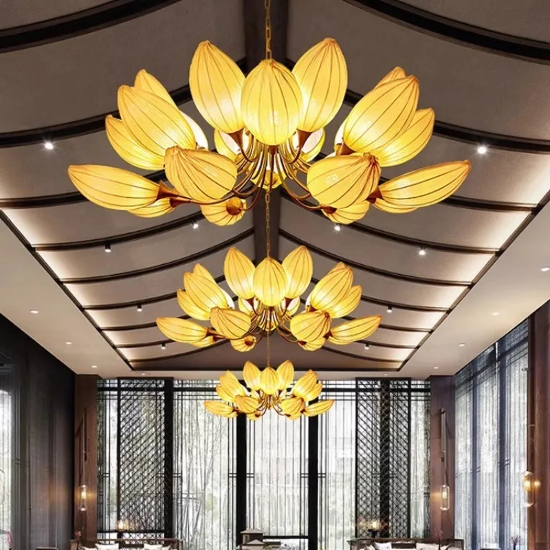 New Chinese Lotus Ceiling Chandeliers Living Room Restaurant Zen Tea Room Southeast Asian Fabric Lampshade Hotel Lobby Luminaire
New Chinese Lotus Ceiling Chandeliers Living Room Restaurant Zen Tea Room Southeast Asian Fabric Lampshade Hotel Lobby Luminaire
