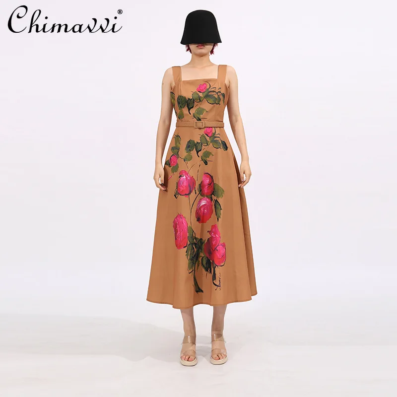 French Temperament Elegant Summer Dresses Square Collar Sleeveless Fashion Print High Waist Slim A-line Party Sling Dress Woman
French Temperament Elegant Summer Dresses Square Collar Sleeveless Fashion Print High Waist Slim A-line Party Sling Dress Woman