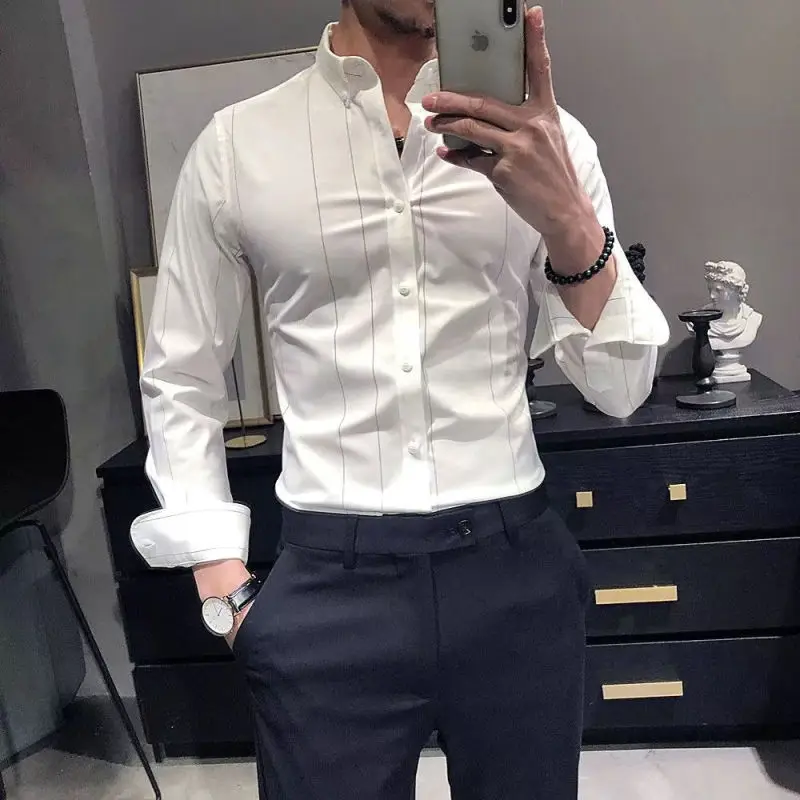 2023 New Spring and Autumn Season British Pi Shuai Korean Version Fashion Polo Neck Stripe Slim Fit Men's Long Sleeve Shirt
2023 New Spring and Autumn Season British Pi Shuai Korean Version Fashion Polo Neck Stripe Slim Fit Men's Long Sleeve Shirt