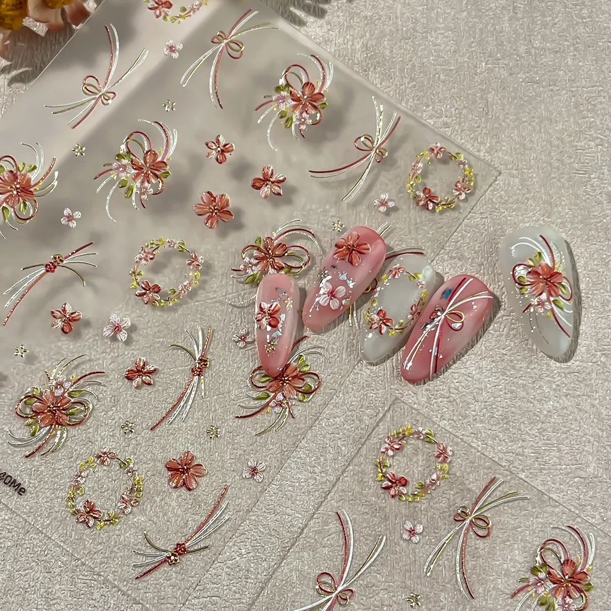 Nail stickers with floral designs, Chinese-style wreaths, spring-themed nail decorations
Nail stickers with floral designs, Chinese-style wreaths, spring-themed nail decorations