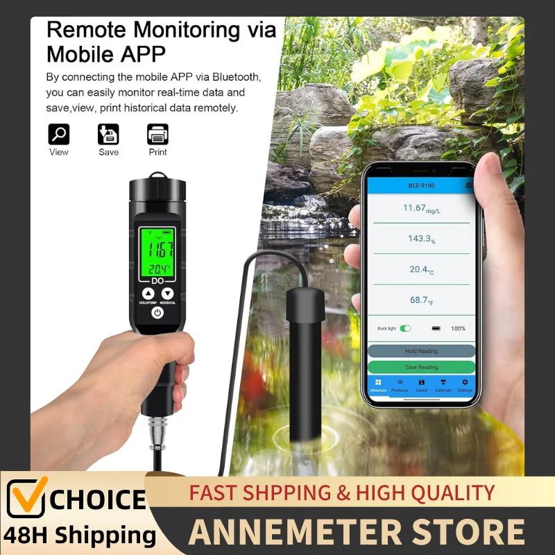 Dissolved Oxygen Meter with Bluetooth, Dissolved Oxygen Test Kit with Electrode Filling Fluid, Support Data Save, View, Print
Dissolved Oxygen Meter with Bluetooth, Dissolved Oxygen Test Kit with Electrode Filling Fluid, Support Data Save, View, Print