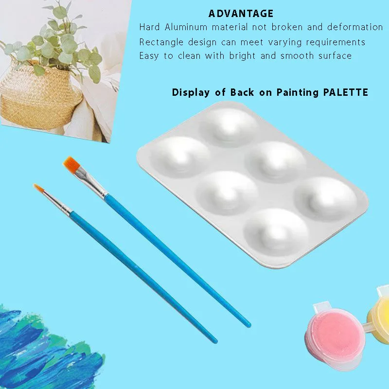 5PCS Oil Painting Aluminum Palette with 6 & 10 Wells Round and Rectangle for Art Drawing Supplies FREE for Two Brushes
5PCS Oil Painting Aluminum Palette with 6 & 10 Wells Round and Rectangle for Art Drawing Supplies FREE for Two Brushes