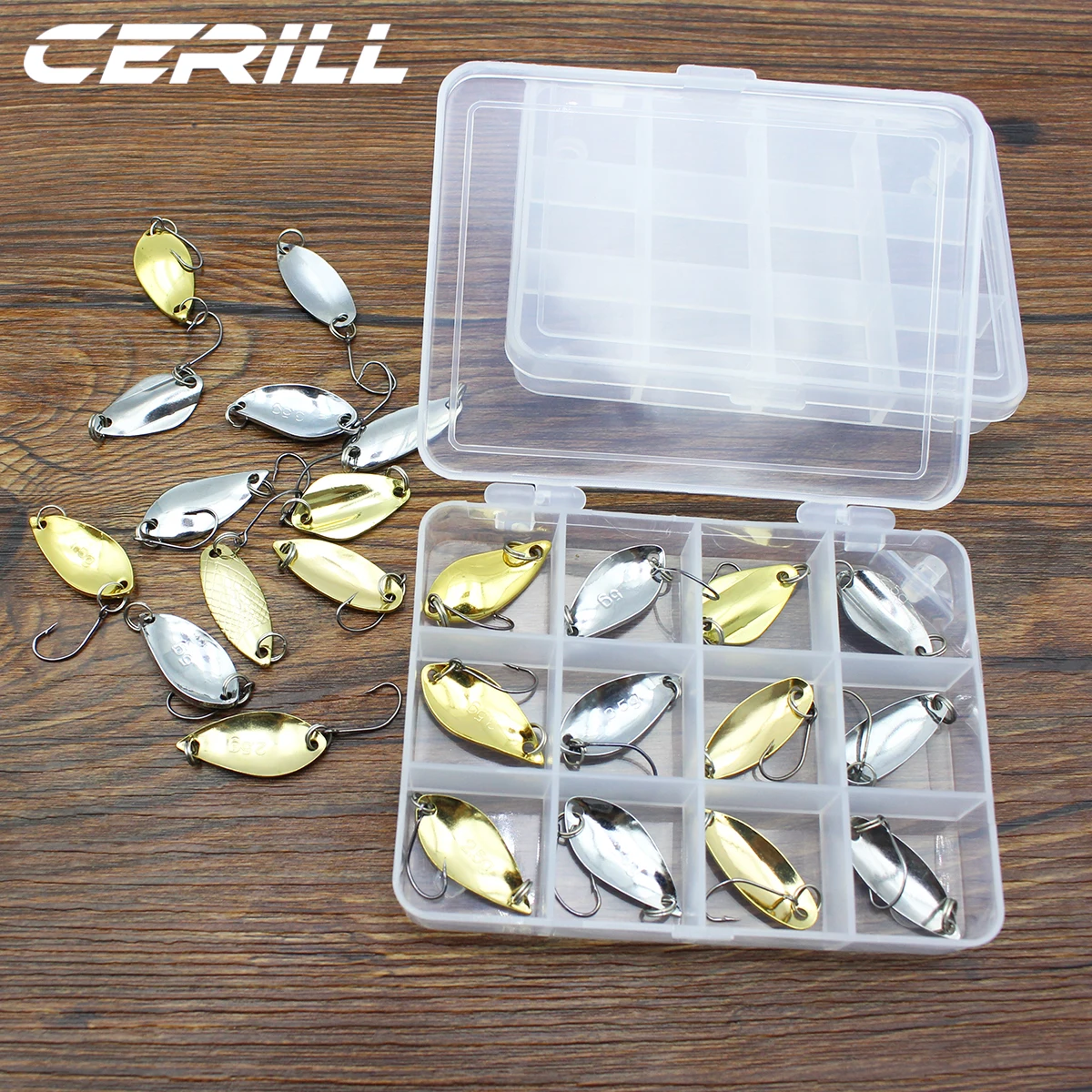 Cerill 12 PCS Spoon Metal Fishing Lure Set Wobbler Spinner Bait With Hook Spinnerbait Kit With Box Gold Silver Color
Cerill 12 PCS Spoon Metal Fishing Lure Set Wobbler Spinner Bait With Hook Spinnerbait Kit With Box Gold Silver Color
