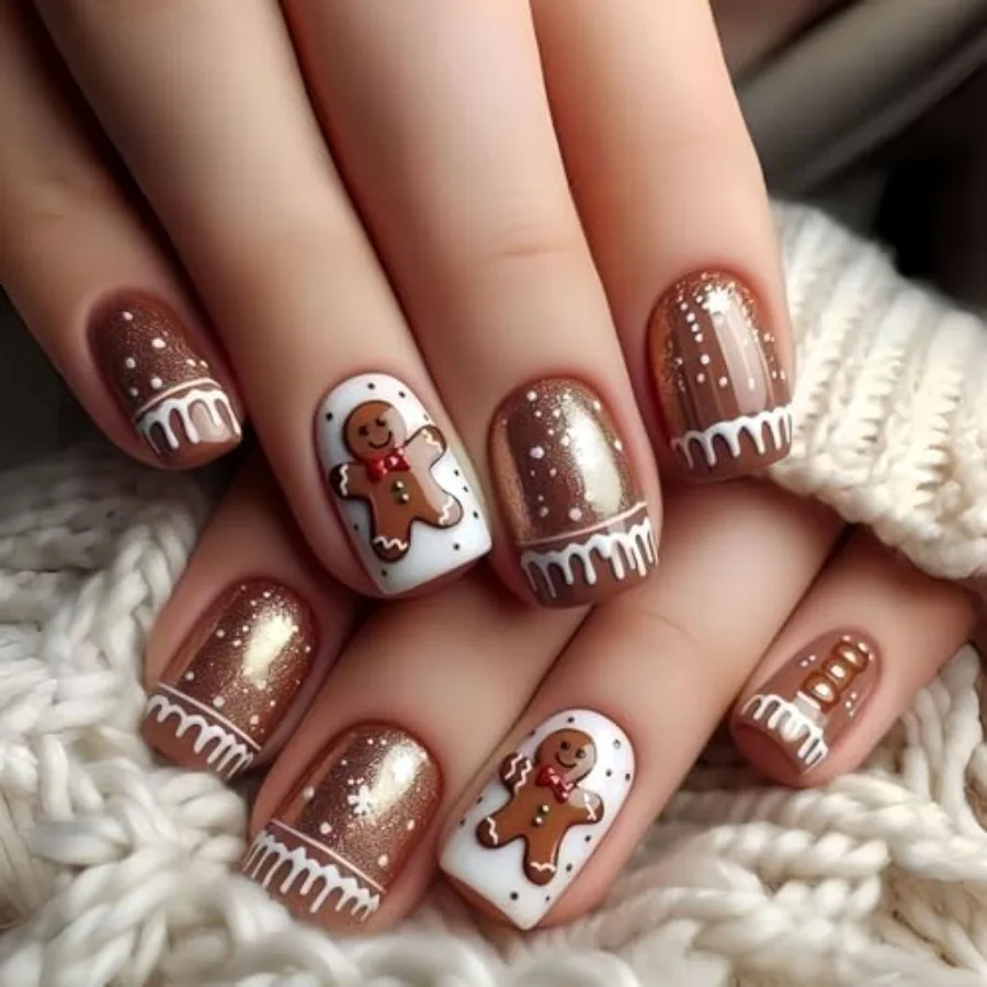 24Pcs Cute Gingerbread Man Christmas Press on Nail Short Square Fake Nails with Design Glitter Xmas Snow House Full Cover False
24Pcs Cute Gingerbread Man Christmas Press on Nail Short Square Fake Nails with Design Glitter Xmas Snow House Full Cover False