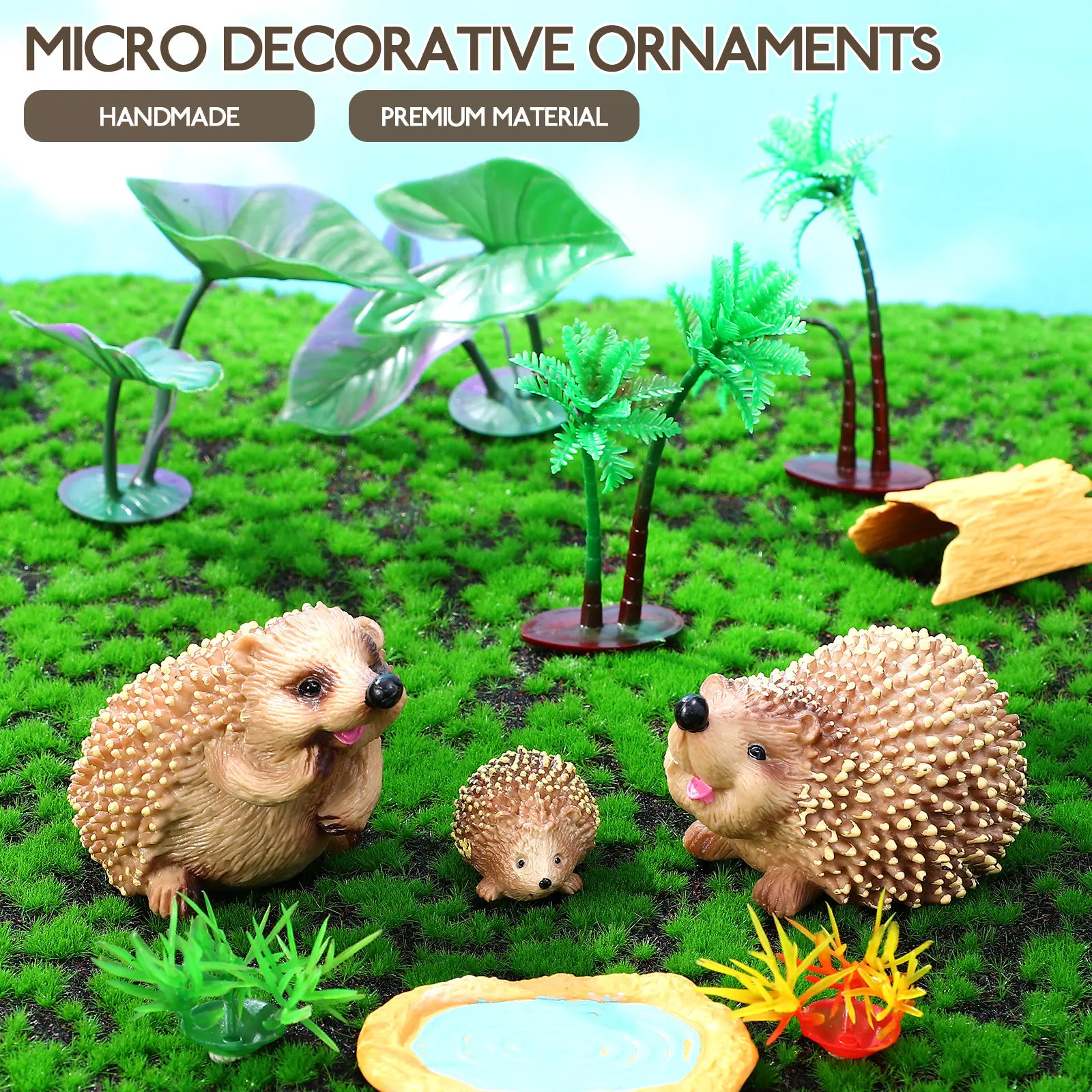 9Pcs Handcrafted Resin Hedgehog Cubs with Green Plants Garden Sculptures for Mini Gardens Water Features Outdoor Decor
9Pcs Handcrafted Resin Hedgehog Cubs with Green Plants Garden Sculptures for Mini Gardens Water Features Outdoor Decor