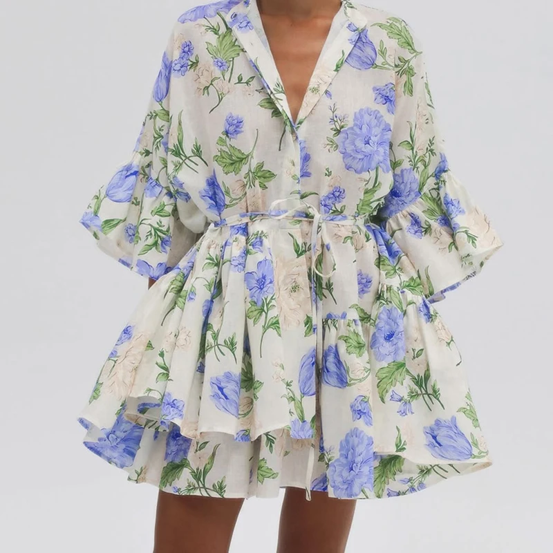 Tornova Autumn New Printed Dress For Women Stand Collar Lace Up A-line Dress Elegant Office Lady Short Dress Long Sleeve Chic
Tornova Autumn New Printed Dress For Women Stand Collar Lace Up A-line Dress Elegant Office Lady Short Dress Long Sleeve Chic