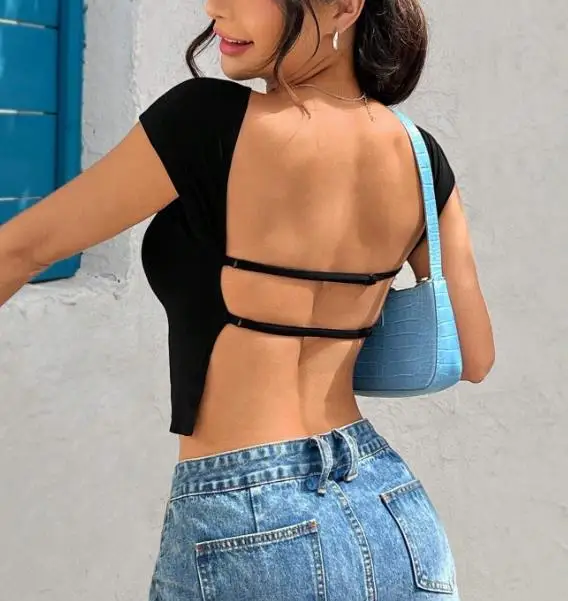 Summer Women's Sexy One-Neck T-Shirt Slim Fit Backless Short Top Unique Style Large Opening for Comfortable Wear
Summer Women's Sexy One-Neck T-Shirt Slim Fit Backless Short Top Unique Style Large Opening for Comfortable Wear