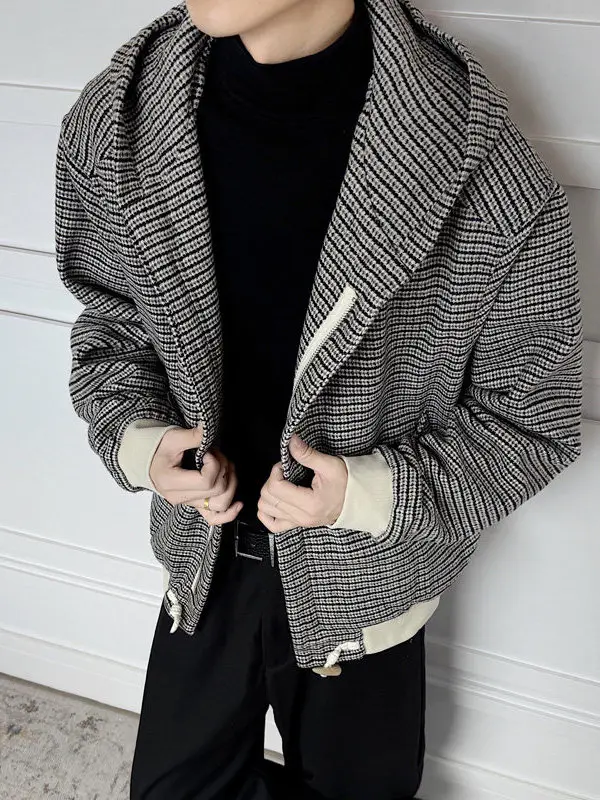 TANGZ Studio Men's Loose Fit Tweed Jaet Casual Hooded Coat with Horn Buttons Versatile Autumn Winter Outerwear
TANGZ Studio Men's Loose Fit Tweed Jaet Casual Hooded Coat with Horn Buttons Versatile Autumn Winter Outerwear