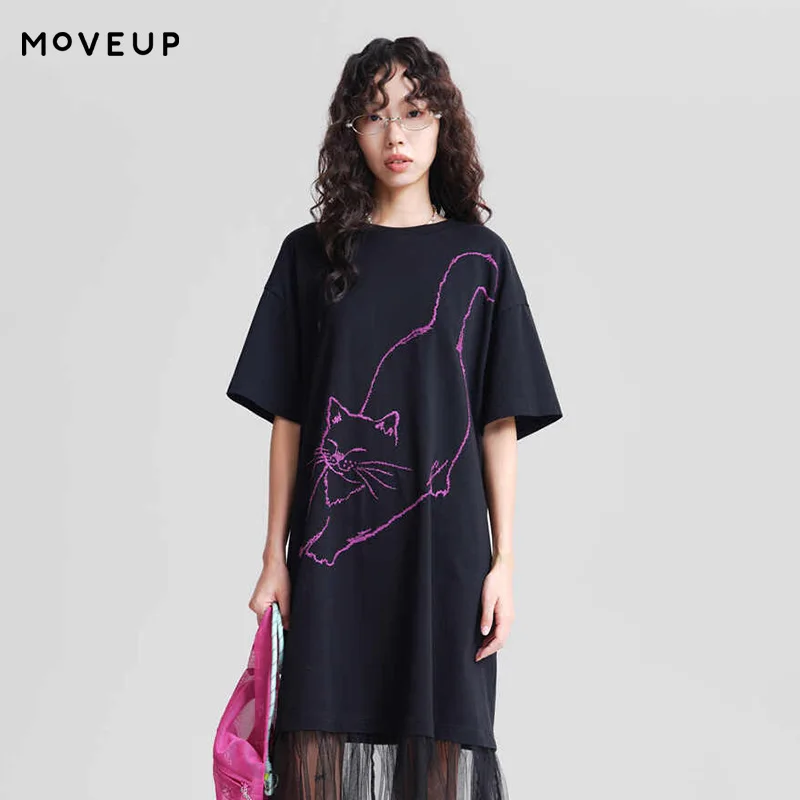 MOVEUP Round Neck Short Sleeve Dress 2026 Spring New Pure Cotton Cat Embroidery Patchwork Mesh Knitted A-line Dress 3ELC11327
MOVEUP Round Neck Short Sleeve Dress 2026 Spring New Pure Cotton Cat Embroidery Patchwork Mesh Knitted A-line Dress 3ELC11327