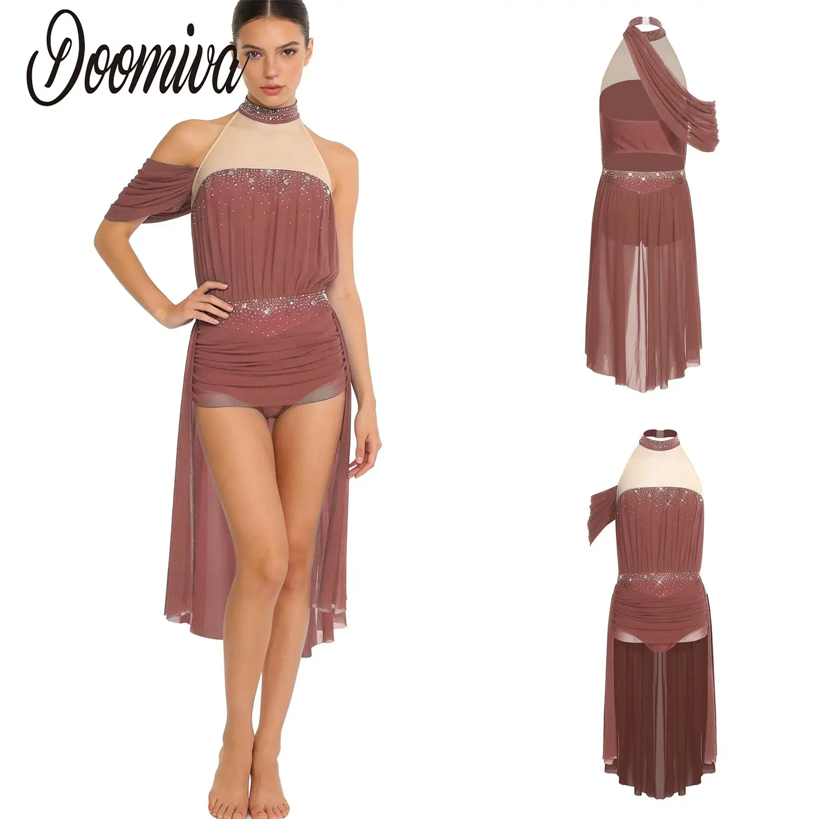 Women Ballet Leotard Figure Skating Dress Lyrical Latin Dance Costume Performance Dancewear Rhinestones Ruched Mesh LeotardDress
Women Ballet Leotard Figure Skating Dress Lyrical Latin Dance Costume Performance Dancewear Rhinestones Ruched Mesh LeotardDress