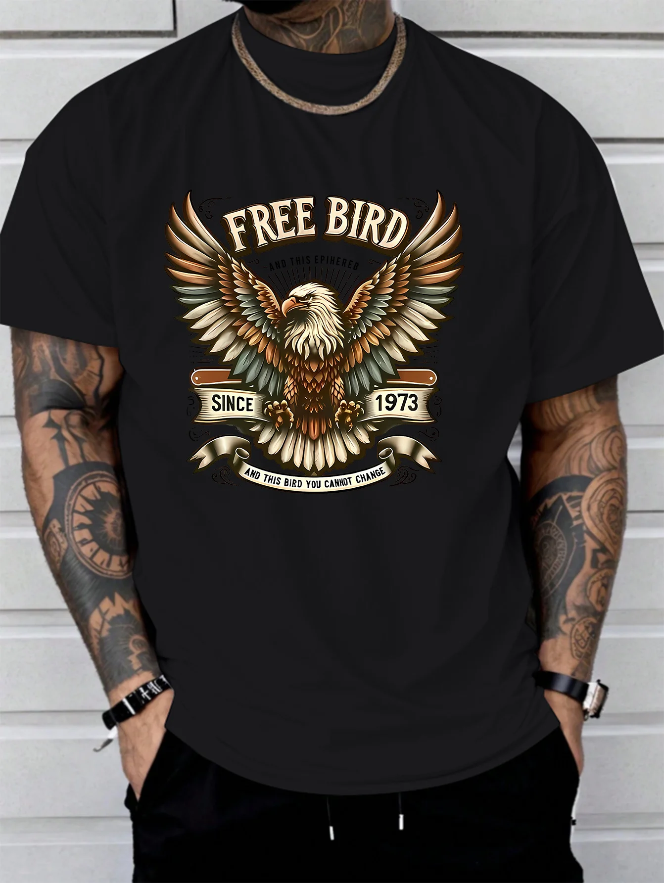 Free Bird 1973 Eagle Graphic Tee, Men'S Casual Cotton T-Shirt with Slight Stretch, Crew Neck, All-Season Short Sleeve Print Top
Free Bird 1973 Eagle Graphic Tee, Men'S Casual Cotton T-Shirt with Slight Stretch, Crew Neck, All-Season Short Sleeve Print Top