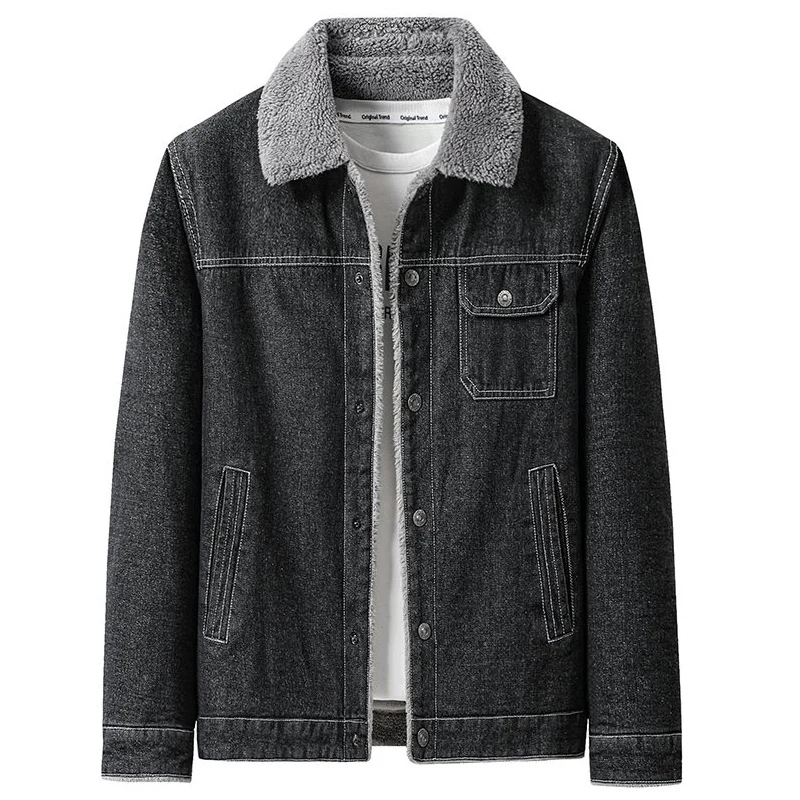 New Winter Men's Jacket Lapel Lamb Hair Thickened Denim Jacket High-quality Casual Tight Warm Fleece Coats Down Clothing
New Winter Men's Jacket Lapel Lamb Hair Thickened Denim Jacket High-quality Casual Tight Warm Fleece Coats Down Clothing