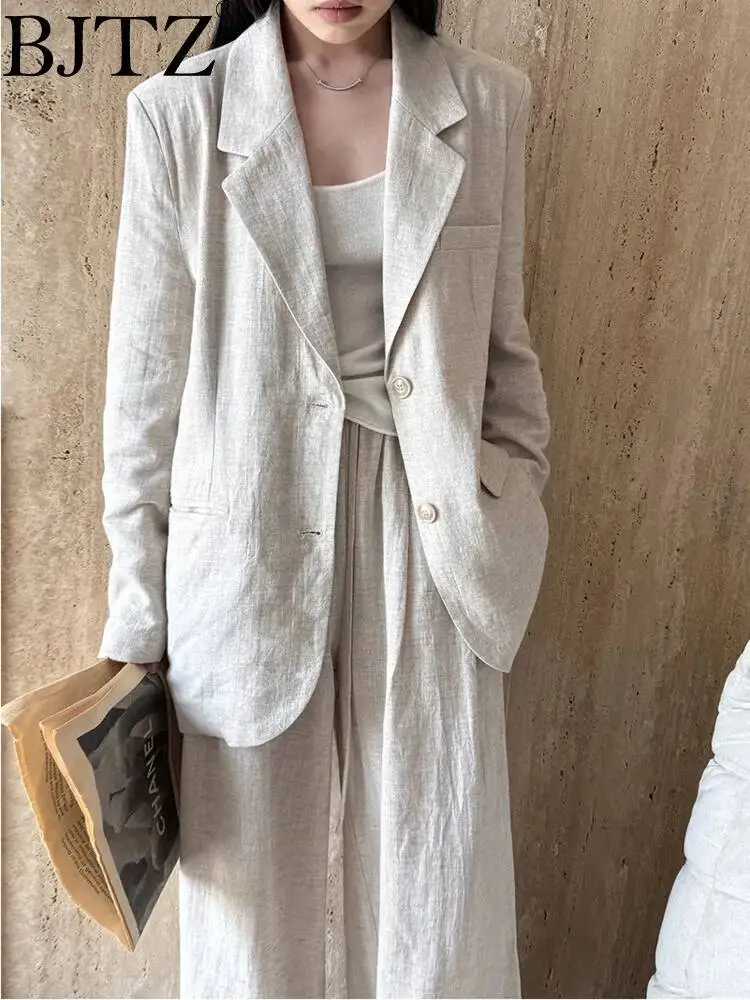 BJTZ Hig-end Linen Material Blazer Jacket For Women 2026 Spring Summer New Loose Wide Leg Casual Pant Ladies Clothing
BJTZ Hig-end Linen Material Blazer Jacket For Women 2026 Spring Summer New Loose Wide Leg Casual Pant Ladies Clothing