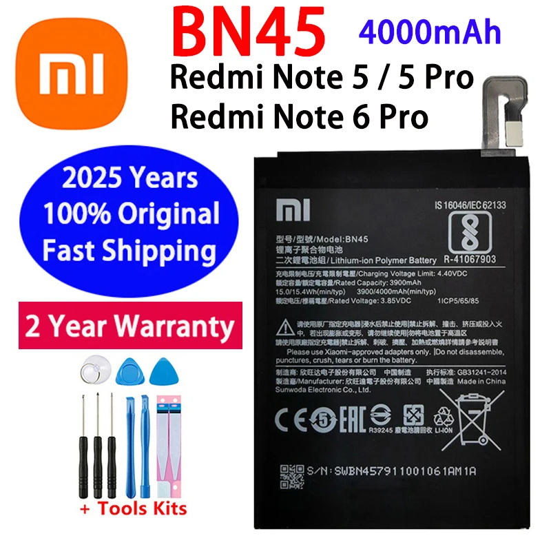 2025 лет Xiao mi 100% оригинальный аккумулятор BN45 для Xiaomi Redmi Note 5 Note5, 4000 мАч, аккумулятор для мобильного телефона, быстрая доставка
2025 лет Xiao mi 100% оригинальный аккумулятор BN45 для Xiaomi Redmi Note 5 Note5, 4000 мАч, аккумулятор для мобильного телефона, быстрая доставка