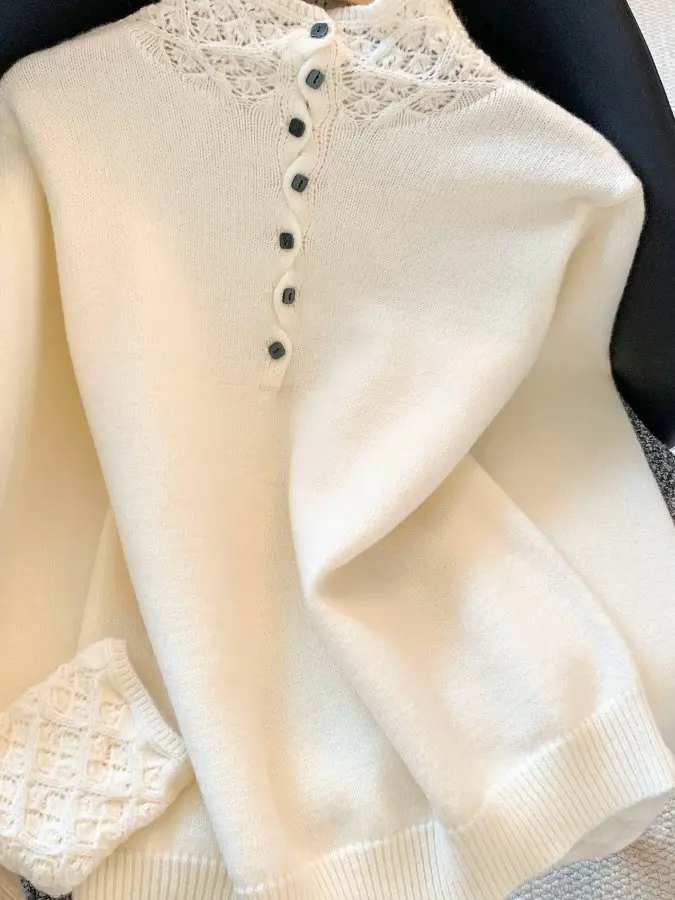 plus Size Knitted Sweater Women's Commuter Faion Korean Sle Spring Season Long Sve Color Button up Top
plus Size Knitted Sweater Women's Commuter Faion Korean Sle Spring Season Long Sve Color Button up Top