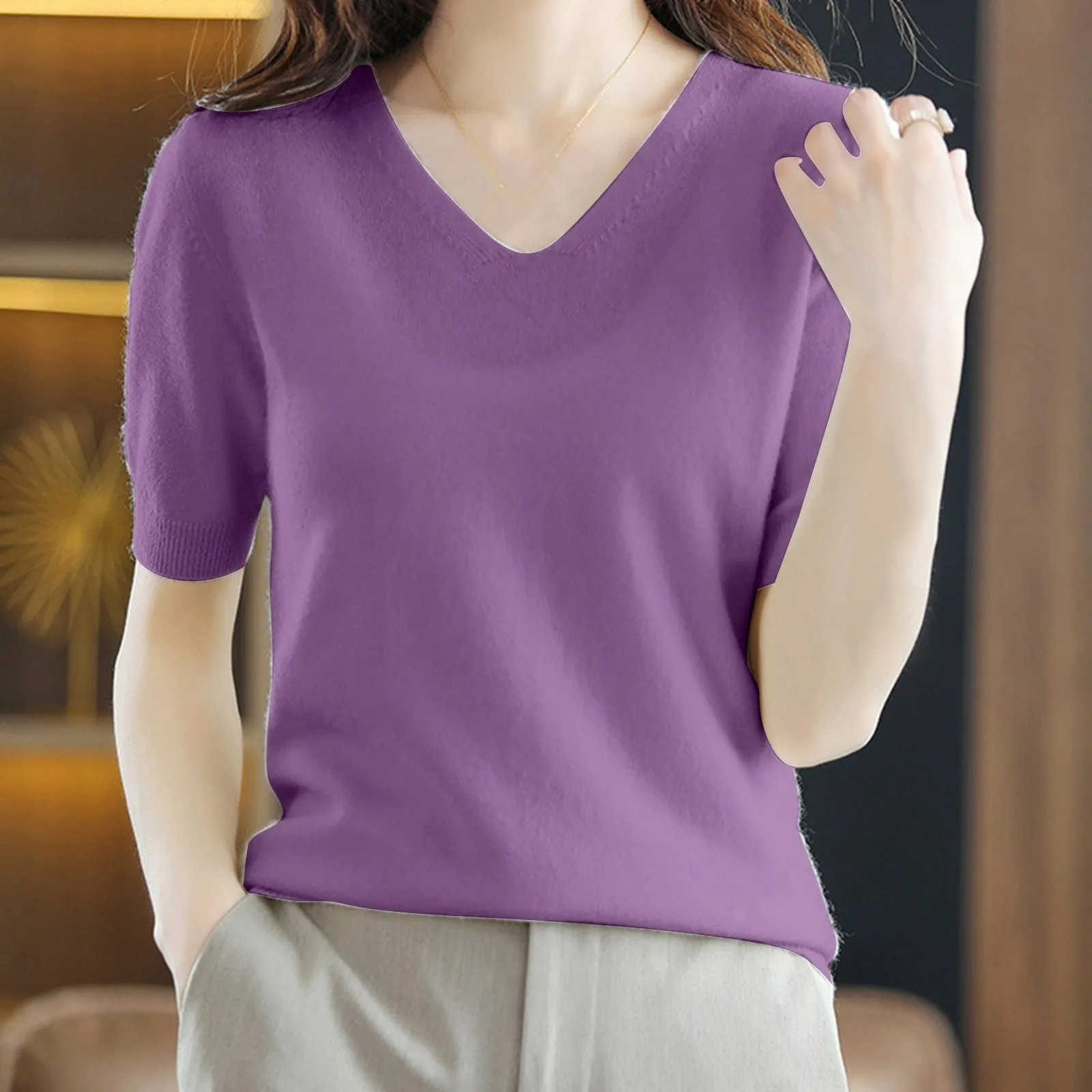 Women's Fashion Five Quarter Sleeve Bottom Knit V Neck Pullover Sweater Loose Half Sweatshirts for Men Winter Pullover Sweater
Women's Fashion Five Quarter Sleeve Bottom Knit V Neck Pullover Sweater Loose Half Sweatshirts for Men Winter Pullover Sweater