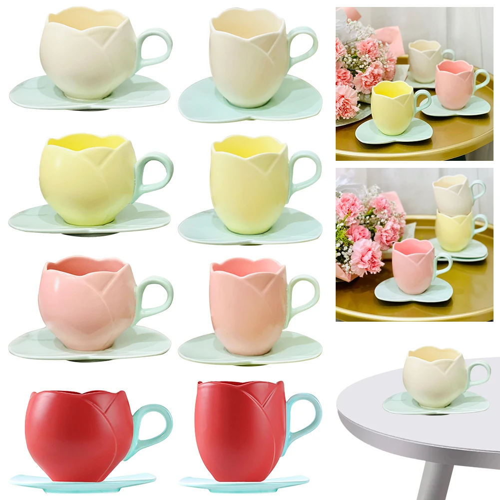 Lovely Drink Cup with Saucer Ceramic Tulip Shaped Teacup Creative Vintage Tulip Tea Mug for Home Afternoon Tea
Lovely Drink Cup with Saucer Ceramic Tulip Shaped Teacup Creative Vintage Tulip Tea Mug for Home Afternoon Tea