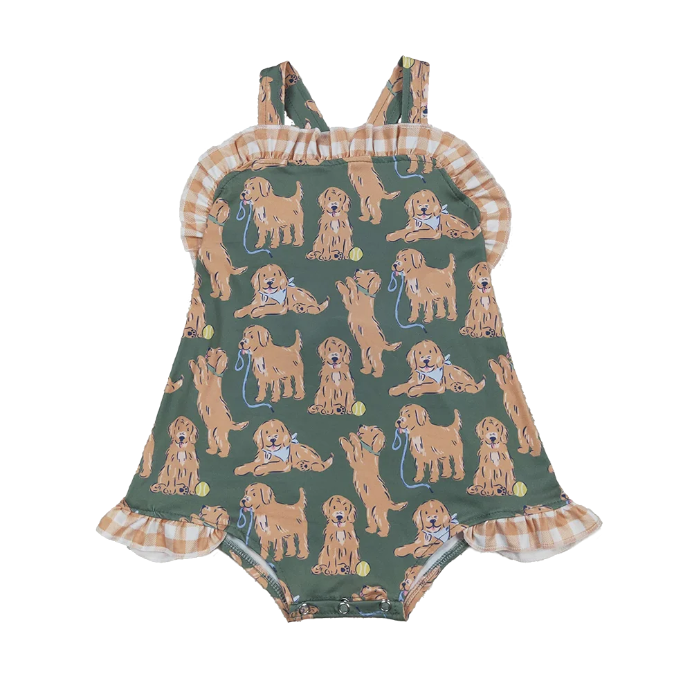 Khaki Plaid Ruffle Dog Straps Baby Girls Summer Romper Cute Feminine Design Lightweight Comfortable Clothing for Little Girls
Khaki Plaid Ruffle Dog Straps Baby Girls Summer Romper Cute Feminine Design Lightweight Comfortable Clothing for Little Girls