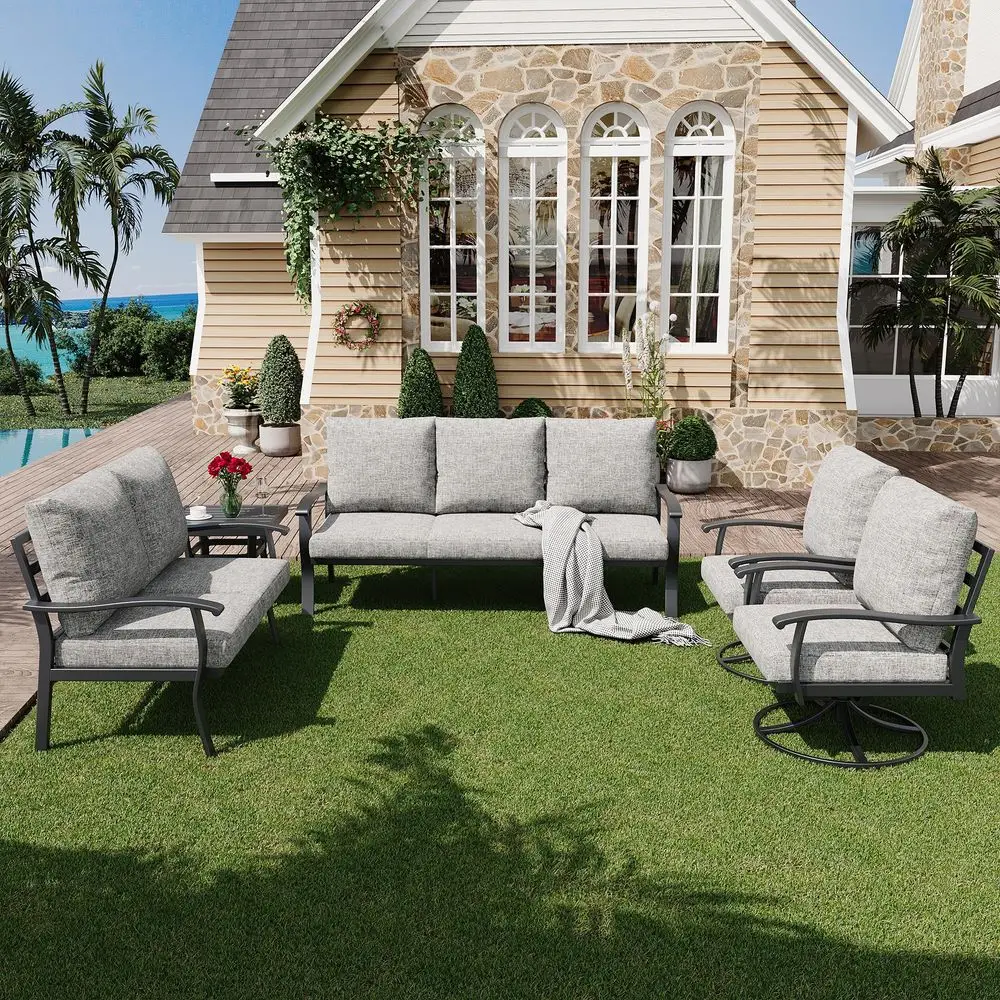 Outdoor Furniture Thickened Cushion 360 Degree Swivel Rocking Patio Chairs and 3Seat Sofa, Loveseat, Coffee Table, 5 PCS Metal
Outdoor Furniture Thickened Cushion 360 Degree Swivel Rocking Patio Chairs and 3Seat Sofa, Loveseat, Coffee Table, 5 PCS Metal