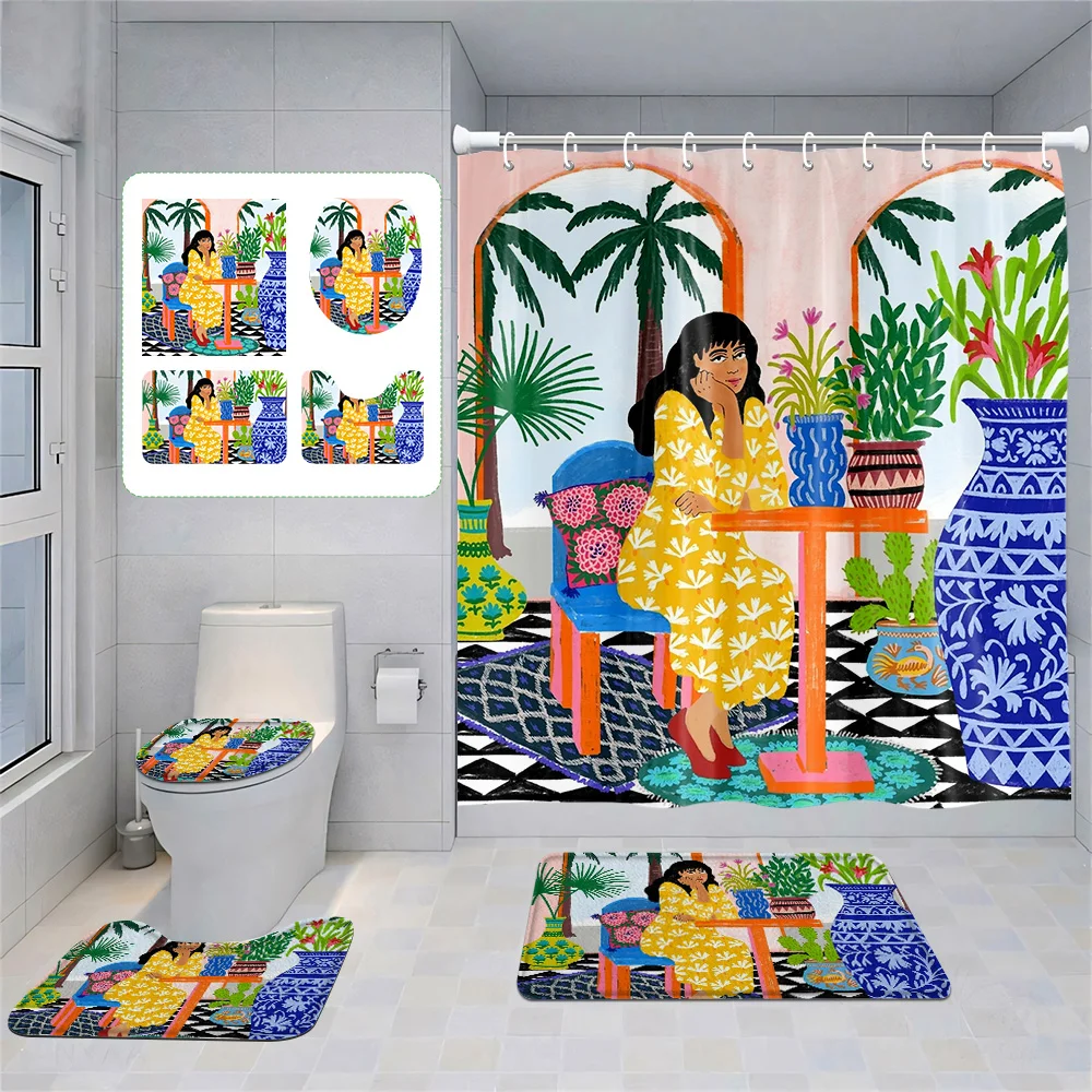 Four-Piece Set Morandi Bathroom Decorative suit Abstract Art Shower Curtain Non-Slip Floor Mat Toilet Mat home decoration
Four-Piece Set Morandi Bathroom Decorative suit Abstract Art Shower Curtain Non-Slip Floor Mat Toilet Mat home decoration