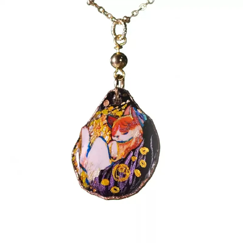 Universe Grocery Store Handmade | Klimt Danae | Necklace Golden Cat Hand Painted
Universe Grocery Store Handmade | Klimt Danae | Necklace Golden Cat Hand Painted