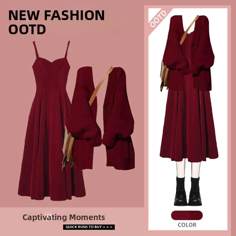 Women's Autumn Winter Knitted Cardigan Sweater Set with Dress Two Piece Set Long Sleeve Fashionable Outerwear Ensemble
Women's Autumn Winter Knitted Cardigan Sweater Set with Dress Two Piece Set Long Sleeve Fashionable Outerwear Ensemble