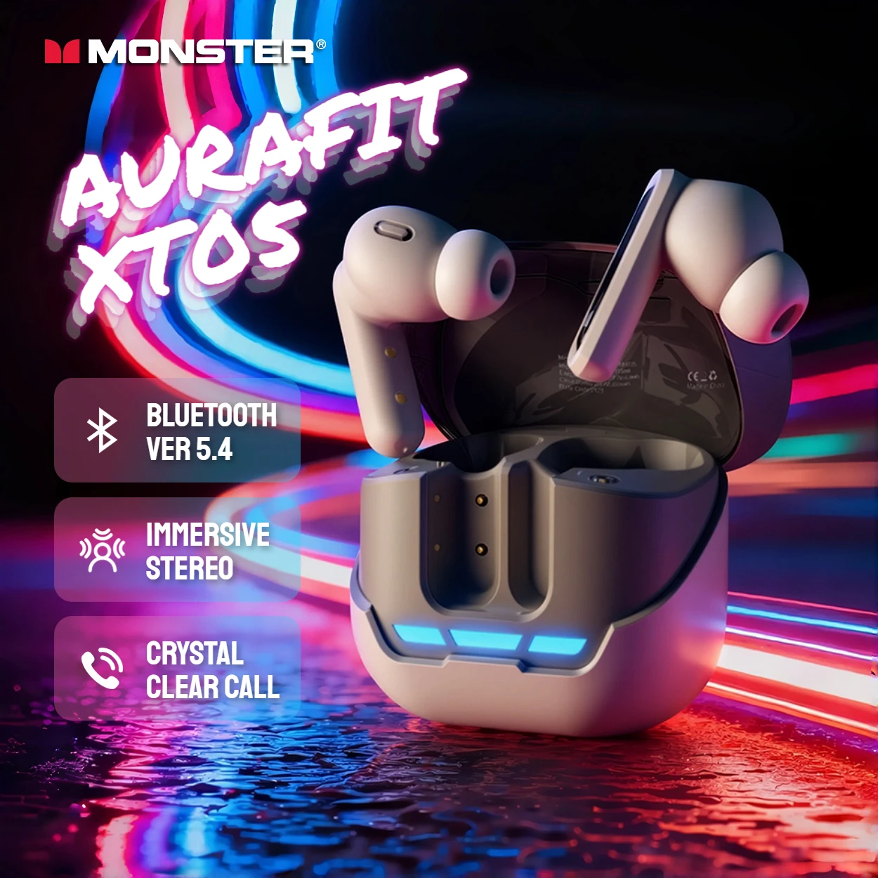 Monster XT05 Bluetooth Sport Earbuds Immersive Stereo Bluetooth 5.4 Earphone IPX4 Waterproof TWS Wireless Headphone with Mic
Monster XT05 Bluetooth Sport Earbuds Immersive Stereo Bluetooth 5.4 Earphone IPX4 Waterproof TWS Wireless Headphone with Mic