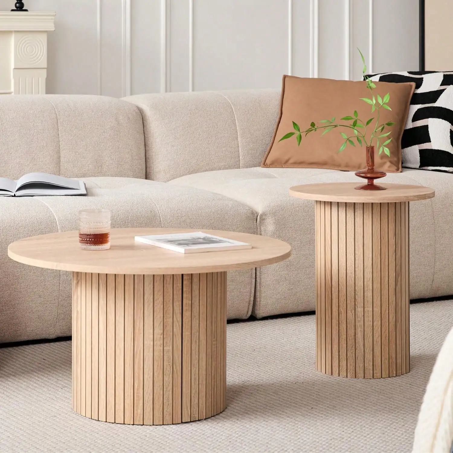 Round Nesting Coffee Tables Set Of 2, Boho Wood Circle Side Table Fluted Drum, Farmhouse End Table For Living Room Bedroom, Apartment
Round Nesting Coffee Tables Set Of 2, Boho Wood Circle Side Table Fluted Drum, Farmhouse End Table For Living Room Bedroom, Apartment