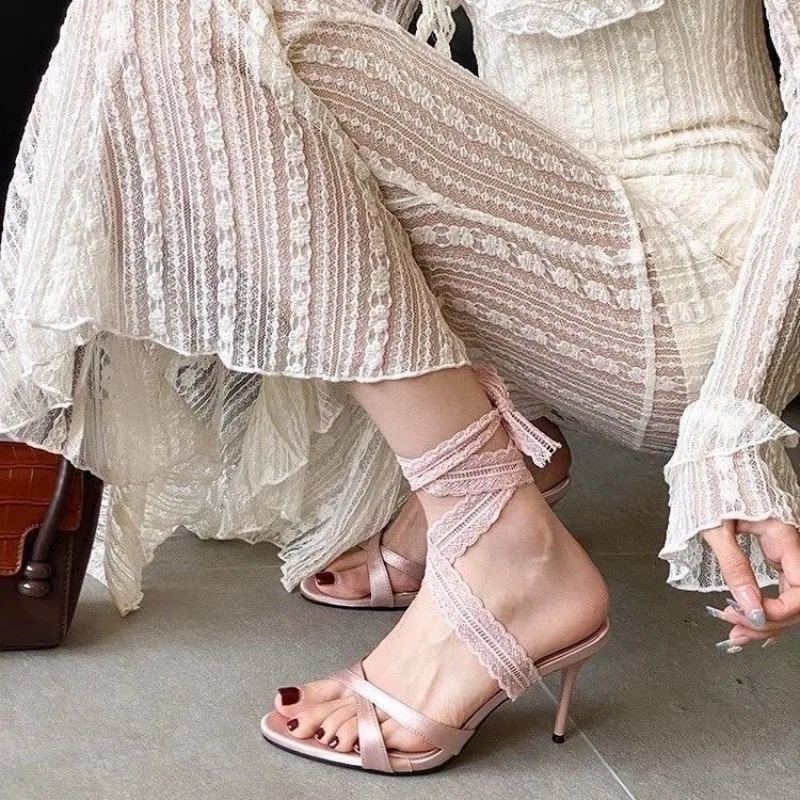 Elegant Women High Heels Sandals Open Toe Stiletto Satin Lace Up Ribbon Wrap Around Party Wedding Shoes White Black Pink
Elegant Women High Heels Sandals Open Toe Stiletto Satin Lace Up Ribbon Wrap Around Party Wedding Shoes White Black Pink