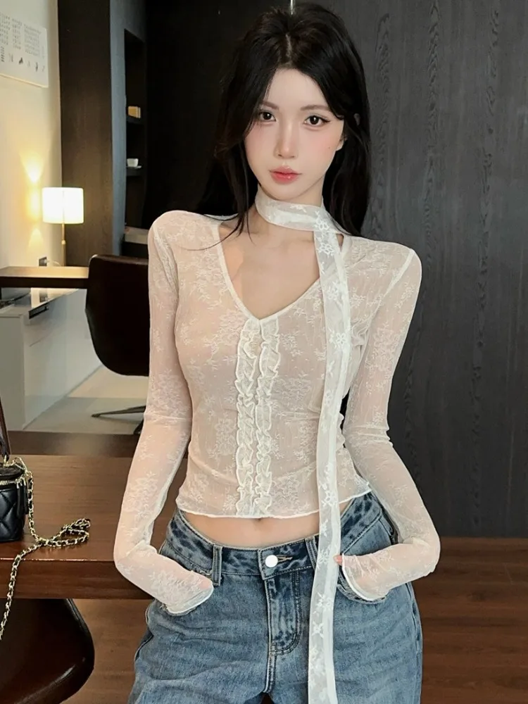 Pure Desire Lace Trim V-Neck Long Sleeve T-Shirt Women's Autumn Winter Inner Wear Slimming Sexy Top Korean Style Knitted Base...
Pure Desire Lace Trim V-Neck Long Sleeve T-Shirt Women's Autumn Winter Inner Wear Slimming Sexy Top Korean Style Knitted Base...