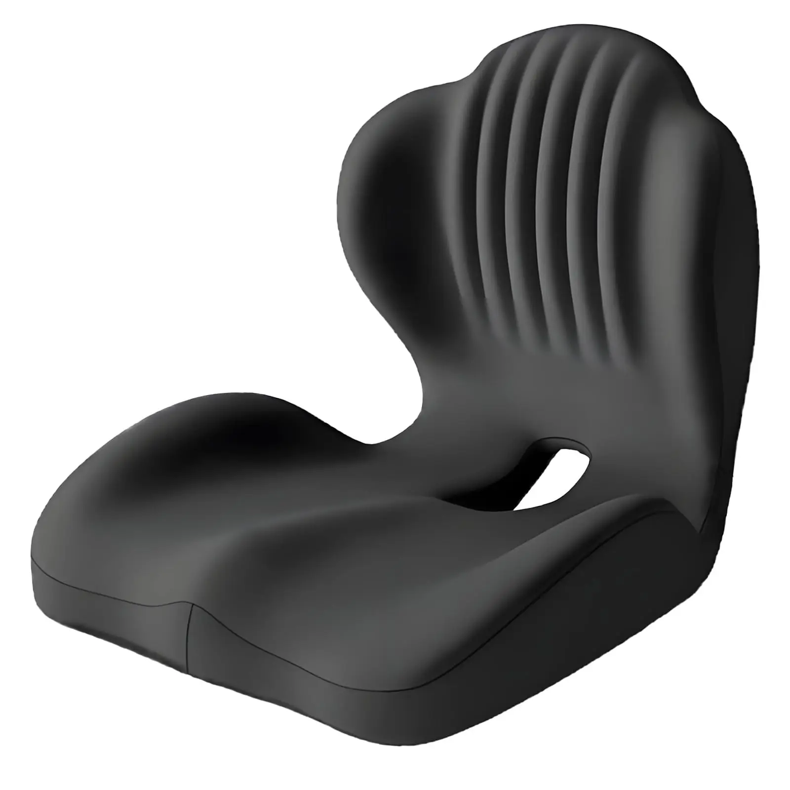 Black Seashell-Shaped Memory Foam Cushion For Office, Car, Truck, And Airplane Seats With Coccyx Support
Black Seashell-Shaped Memory Foam Cushion For Office, Car, Truck, And Airplane Seats With Coccyx Support