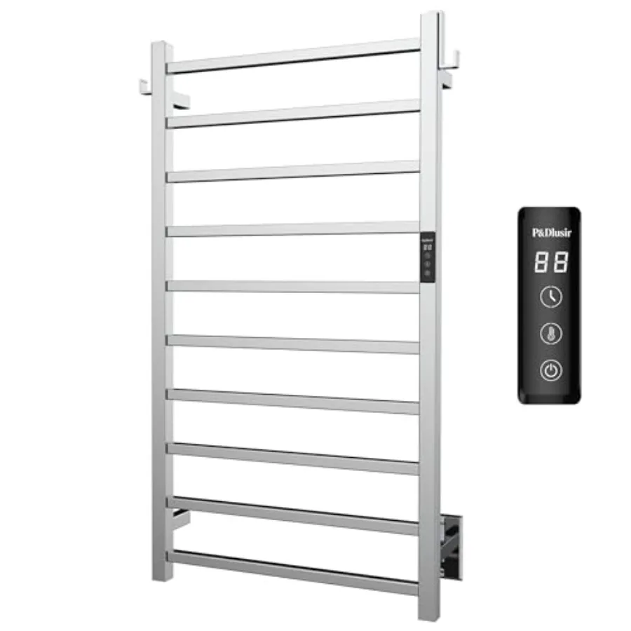 Wall-mounted heated towel rack for bathroom use, stainless steel, polished finish, 10-bar design with smart timer and thermo co
Wall-mounted heated towel rack for bathroom use, stainless steel, polished finish, 10-bar design with smart timer and thermo co