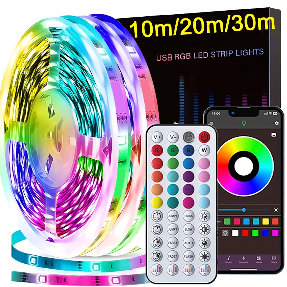 RGB Led Strip Lights with APP Control Music Sync USB 5V Led Tape Lights for Room Party Decor TV Backlight Flexible Ribbon
RGB Led Strip Lights with APP Control Music Sync USB 5V Led Tape Lights for Room Party Decor TV Backlight Flexible Ribbon