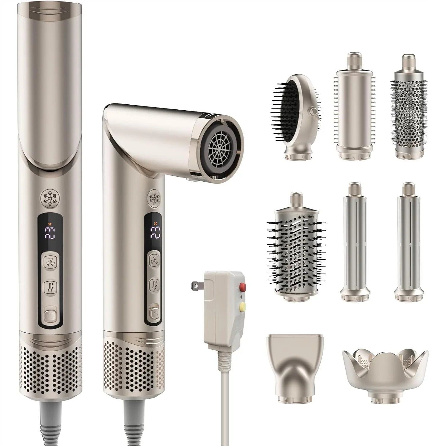 8-in-1 Hot Air Styler & Blow Dryer Brush for Volumizing, Curling, Straightening, Fast Drying with Auto-Wrap Curlers, Frizz-Free
8-in-1 Hot Air Styler & Blow Dryer Brush for Volumizing, Curling, Straightening, Fast Drying with Auto-Wrap Curlers, Frizz-Free