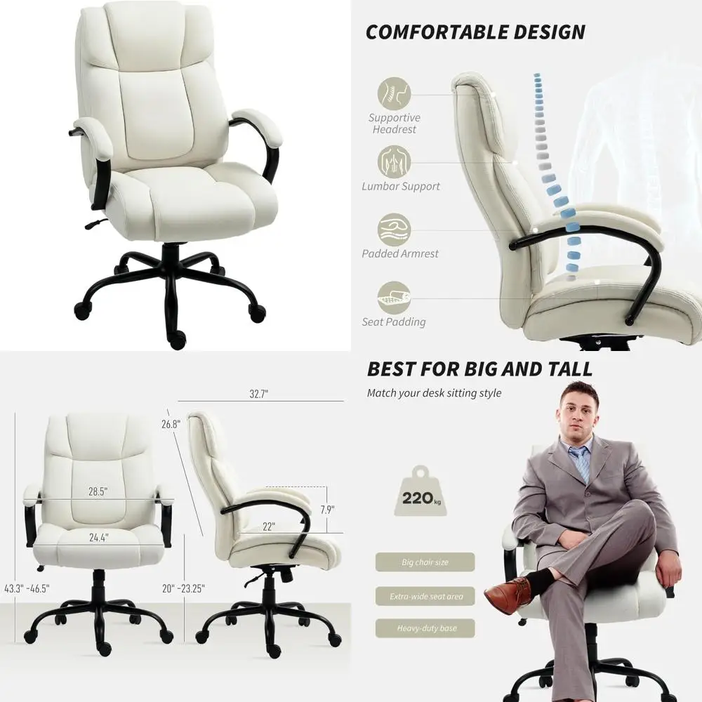 High Back Big and Tall Executive Office Chair for 485lbs, Wide Seat, Adjustable Computer Desk Chair with Linen Fabric 
High Back Big and Tall Executive Office Chair for 485lbs, Wide Seat, Adjustable Computer Desk Chair with Linen Fabric