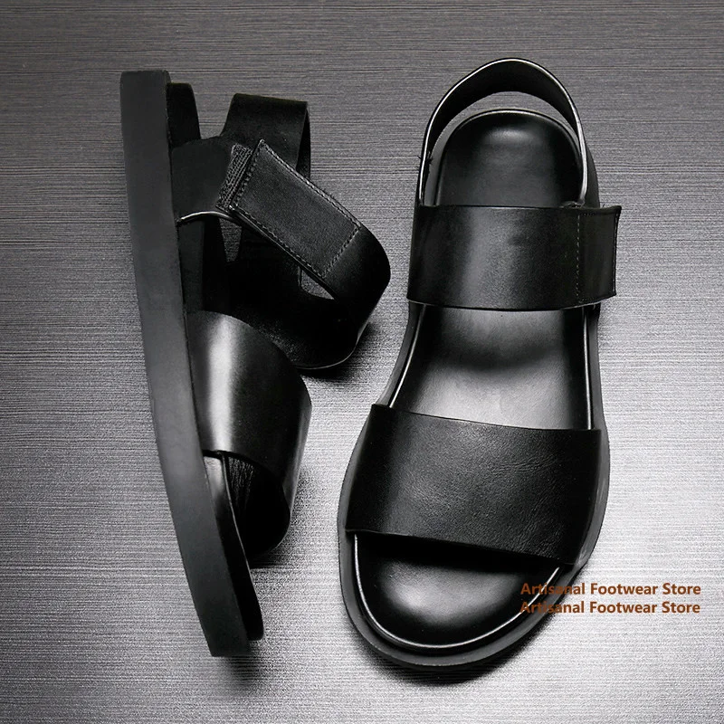 Summer Thick Soled Black Leather Sandals Chunky Sole Slingback Sandals Trendy Beach Casual Shoes Non Slip Sandals Men's Shoes
Summer Thick Soled Black Leather Sandals Chunky Sole Slingback Sandals Trendy Beach Casual Shoes Non Slip Sandals Men's Shoes