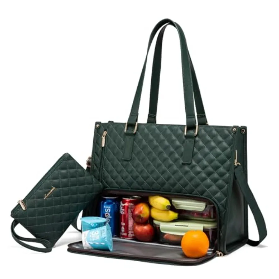 Lunch Tote Bag for Women Laptop Bag with Insulated Lunch Compartment Quilted Large Capacity Computer Handbag with Purse for Bus
Lunch Tote Bag for Women Laptop Bag with Insulated Lunch Compartment Quilted Large Capacity Computer Handbag with Purse for Bus