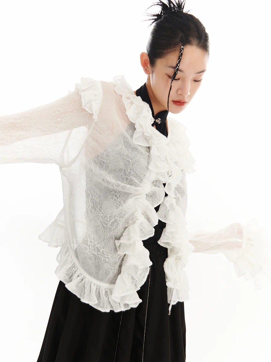 Оригинальный дизайн, белый кардиган из тюля с 3D-розами, прозрачный, свободного кроя, с длинными рукавами, женская блузка
Оригинальный дизайн, белый кардиган из тюля с 3D-розами, прозрачный, свободного кроя, с длинными рукавами, женская блузка