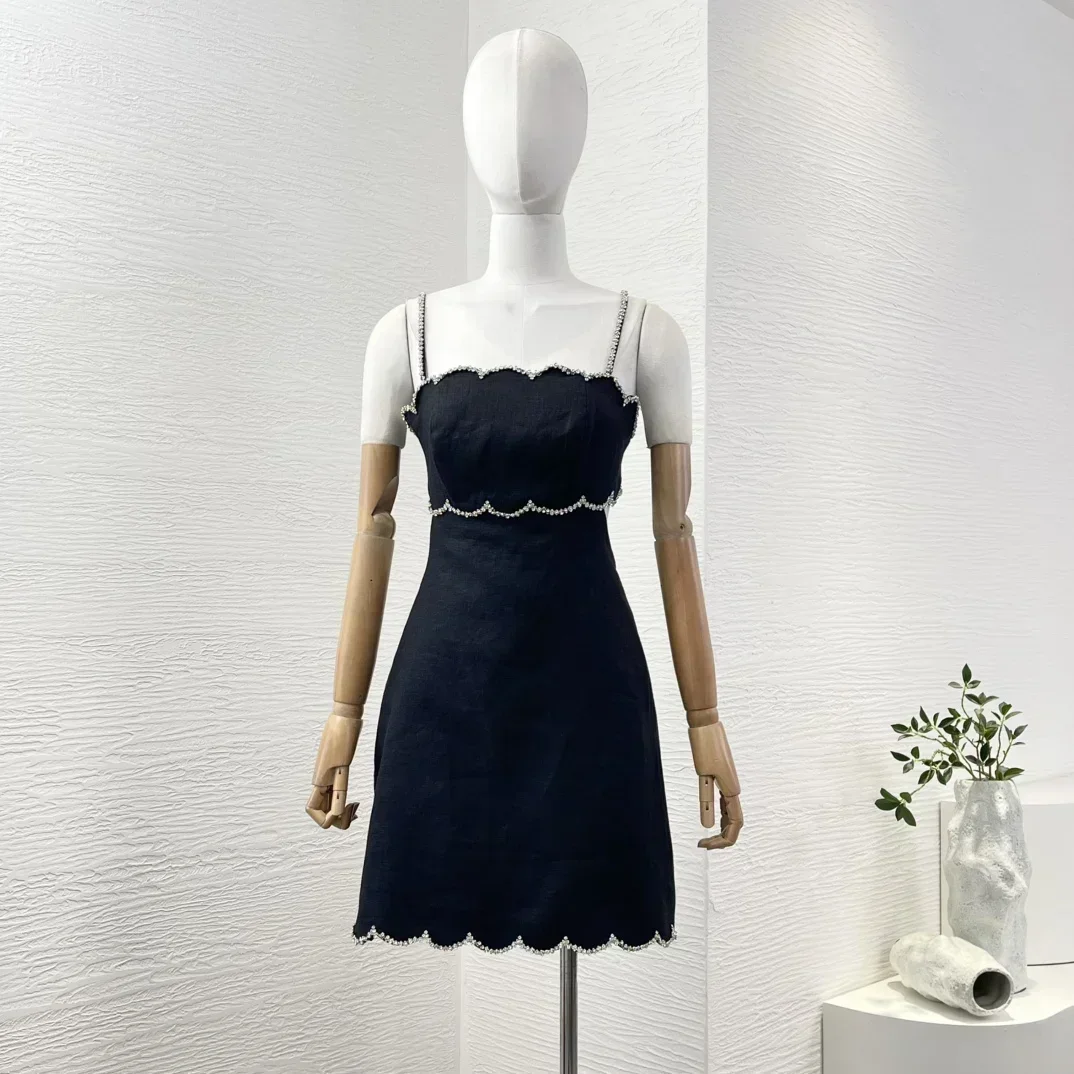 Black Pure Linen 2025 Latest New Cut Out Diamonds Sleeveless Women High Quality Mini Dress
Black Pure Linen 2025 Latest New Cut Out Diamonds Sleeveless Women High Quality Mini Dress