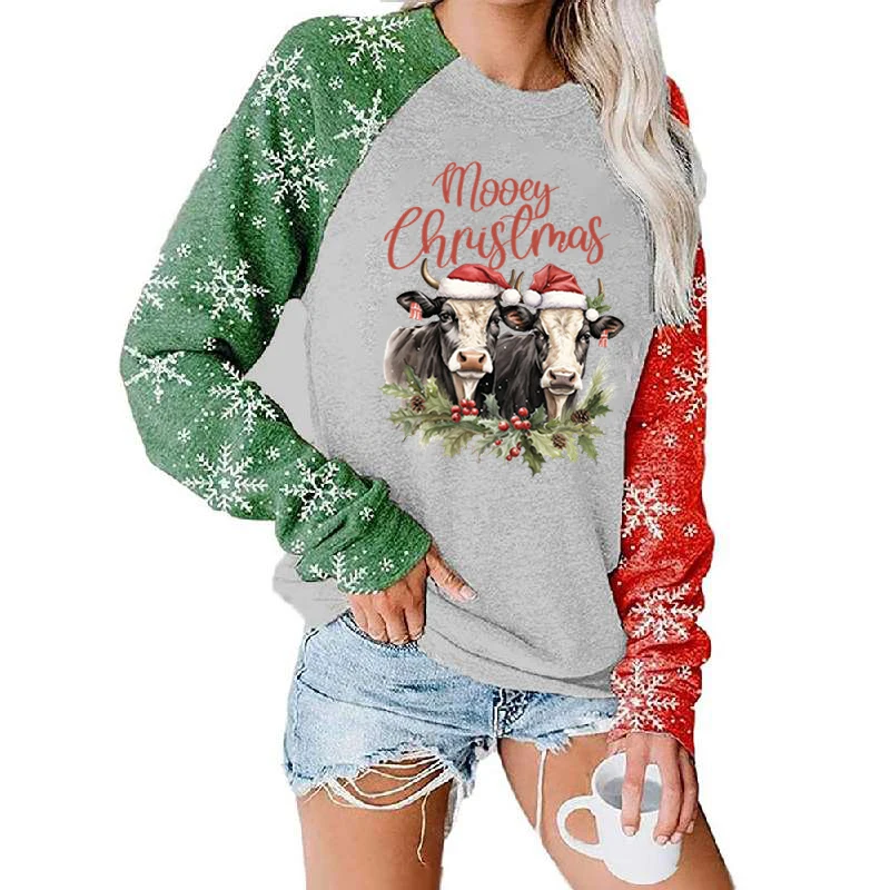 Plus Size Long Sleeve T-shirt Cow Mooey Christmas Print Loose Pullover Autumn And Winter Tops Women Sweatshirts Casual Pullovers
Plus Size Long Sleeve T-shirt Cow Mooey Christmas Print Loose Pullover Autumn And Winter Tops Women Sweatshirts Casual Pullovers