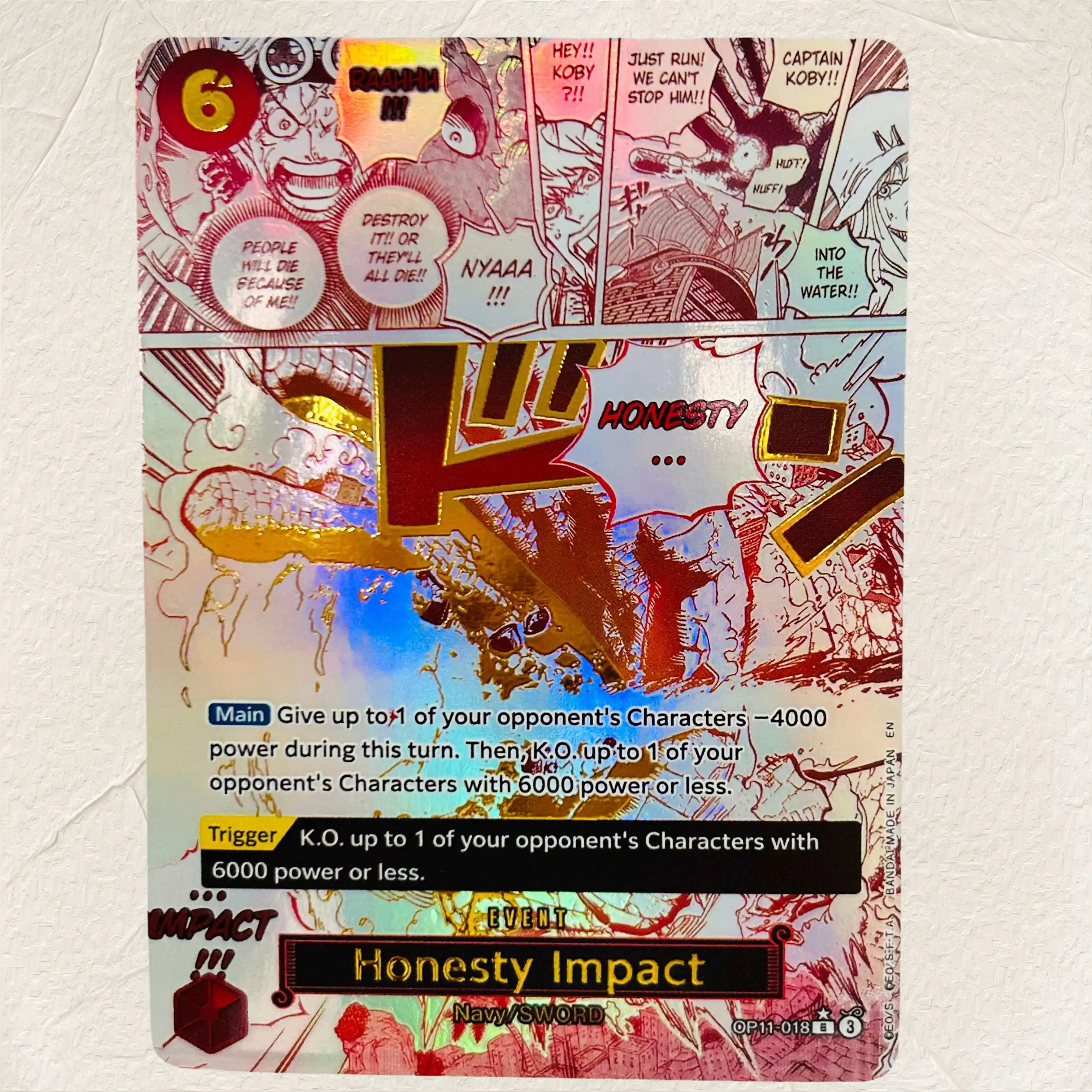DIY One Piece Koby OP11-018 Holographic Texture Cards English Version Perfect Condition Classic Anime Collectible TCG
DIY One Piece Koby OP11-018 Holographic Texture Cards English Version Perfect Condition Classic Anime Collectible TCG