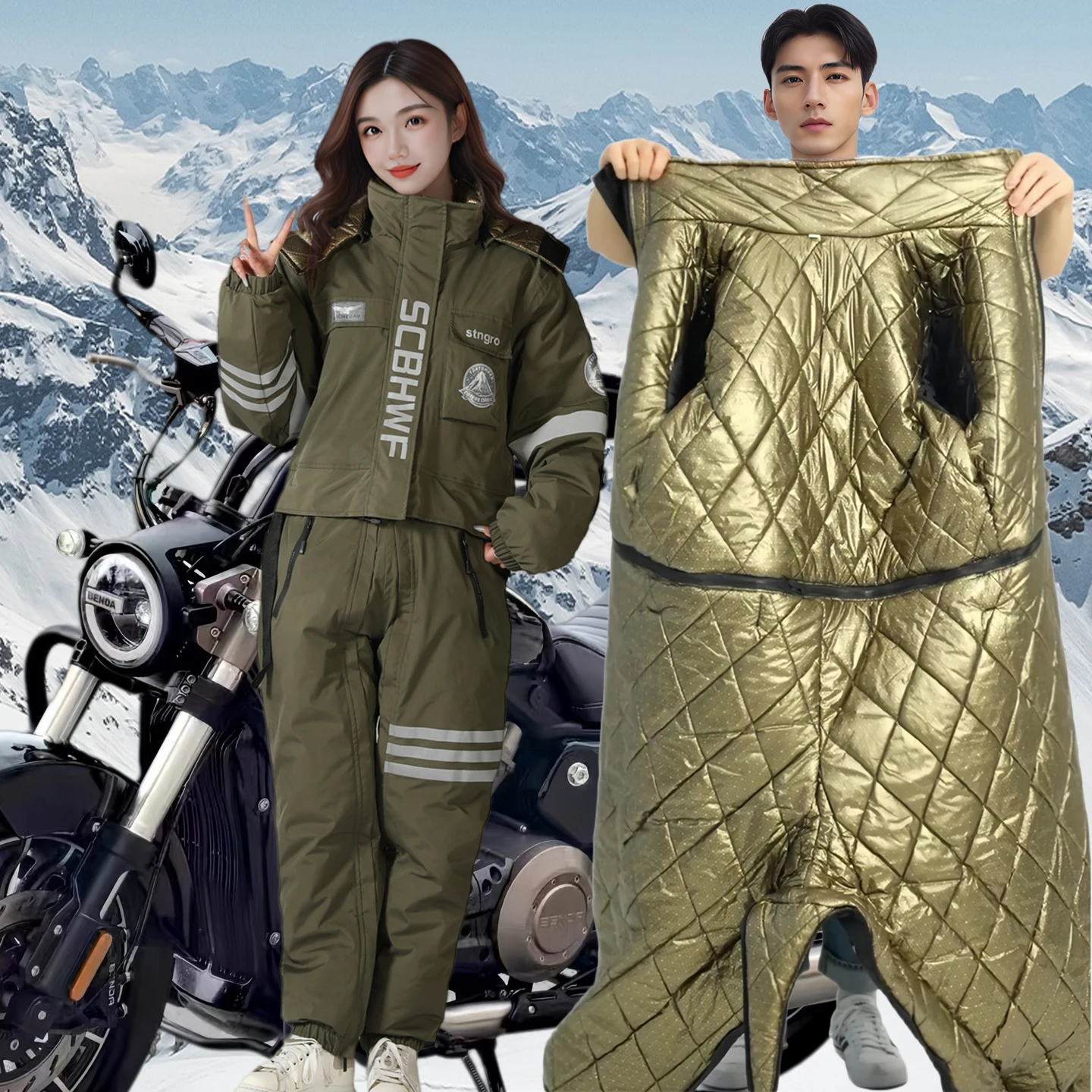 New motorcycle windshield graphene thickened one-piece locomotive set straddle split cycling windproof suit outdoor large size
New motorcycle windshield graphene thickened one-piece locomotive set straddle split cycling windproof suit outdoor large size