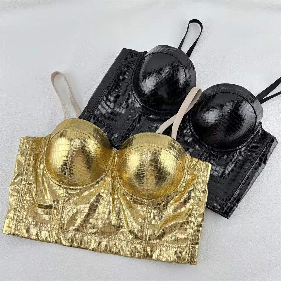 Crocodile Pu Leather Splicing Fishbone Corset Women Sexy Body Shaping Bra European And American Style Waist Cinching Bra
Crocodile Pu Leather Splicing Fishbone Corset Women Sexy Body Shaping Bra European And American Style Waist Cinching Bra