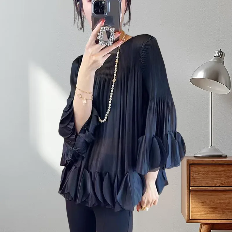 Miyake французские нежные женские топы, простые, большие размеры, тонкие, для мам, однотонная футболка с длинными рукавами, свободная одежда для поездок на работу
Miyake французские нежные женские топы, простые, большие размеры, тонкие, для мам, однотонная футболка с длинными рукавами, свободная одежда для поездок на работу