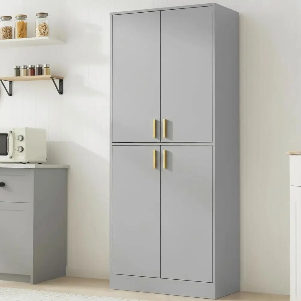 71 Tall Wooden Storage Cabinet with Doors and Shelves, Gray - Freestanding Cupboard for Dining or Living Room
71 Tall Wooden Storage Cabinet with Doors and Shelves, Gray - Freestanding Cupboard for Dining or Living Room